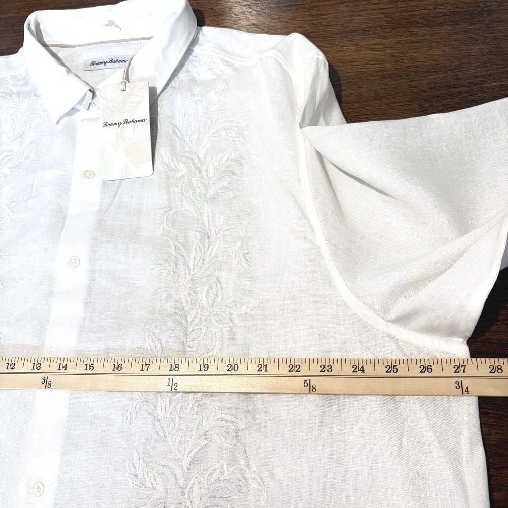 Tommy Bahama NWT Men's Button Up Shirt 2XL White Embroidered Linen Wedding Groom - Picture 13 of 16